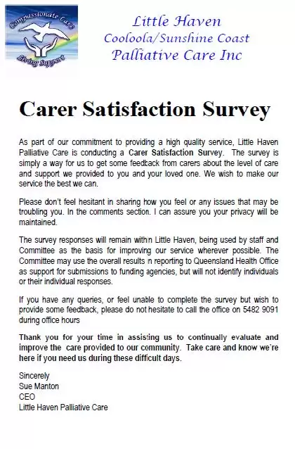 Little Haven Palliative Care - Carer Satisfaction Survey form