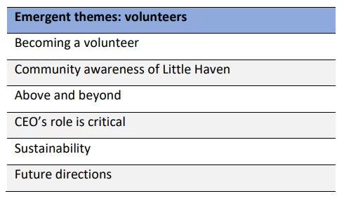 Table 12: Emergent Themes for Little Haven Palliative Care Volunteers
